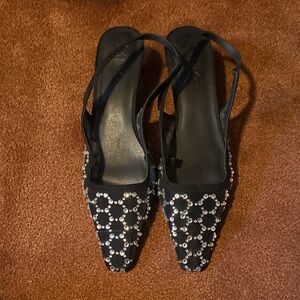 Mango Black and Silver Embellished Heels